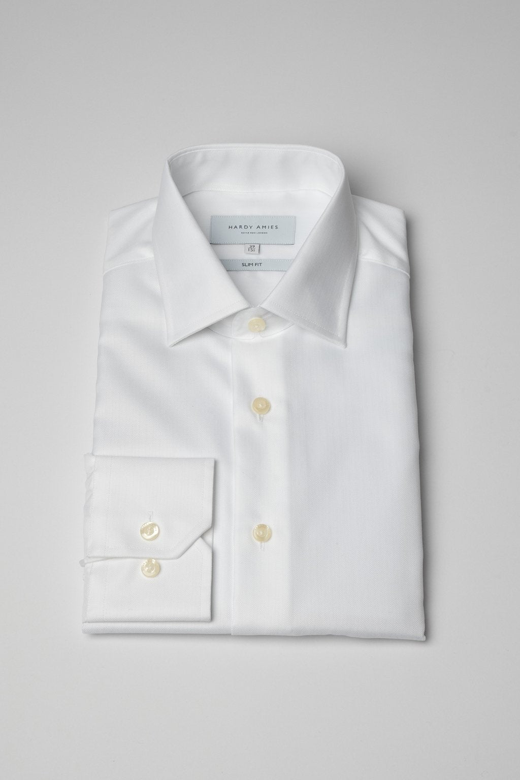 Hardy Amies White Herringbone Shirt | Dyonsu Tailoring