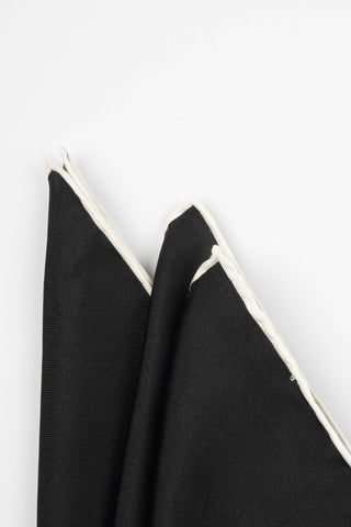 Black Silk Handkerchief with White Trim