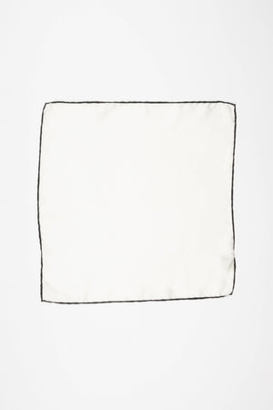 White Silk Handkerchief with Black Trim